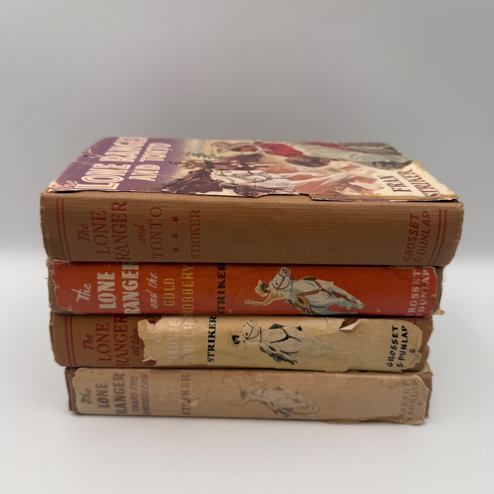 Vintage The Lone Ranger Book Lot 4 Hardcovers Fran Striker Grosset & Dunlap